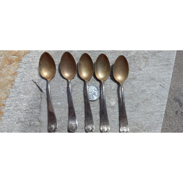 Late 19th Century Late 19th Century A. F. Towle & Sons Sterling Shell Demitasse Spoons Gold-Washed Bowls- Set of 5 For Sale - Image 5 of 12