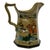 Decorative hunting pitcher or jug, 8 sided with a flared spout, angular handle, and dark-edged foot. Fox hunting scenes on...