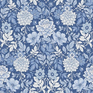 SAMPLE - Boråstapeter Dahlia Garden Wallpaper In Blue And White