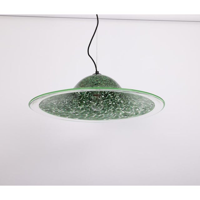 Neverino Pendant Light in Green Murano Glass attributed to Vistosi, Italy, 1970s For Sale - Image 9 of 12