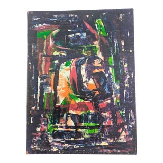 1973 Abstract Expressionist Oil Painting on Canvas Board, Unframed For Sale