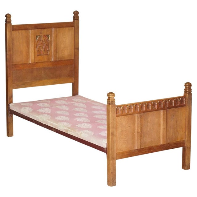 Arts & Crafts Limed Oak Cotswold Single Bed from Tudor Furniture, 1930s For Sale - Image 15 of 15