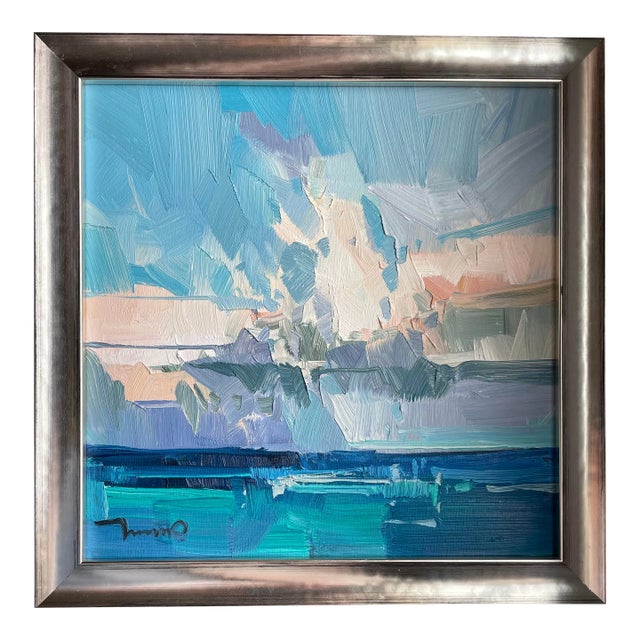 Contemporary Abstract Oil Jose Trujillo Seascape Painting, Framed For Sale