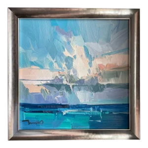 Contemporary Abstract Oil Jose Trujillo Seascape Painting, Framed
