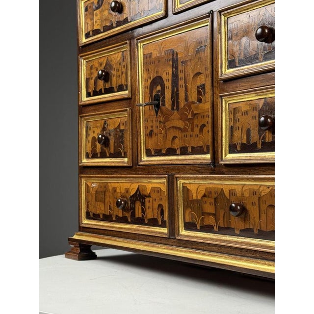 Small Art Cabinet with Achitectural Marquetry, 1700s For Sale - Image 17 of 18