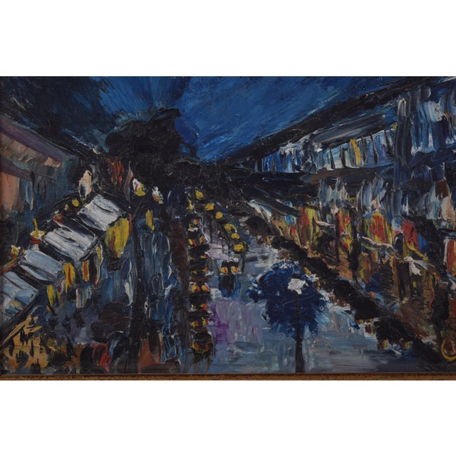 Cuca, Night Street Scene, 1950s, Oil Painting on Panel, Framed For Sale - Image 9 of 10