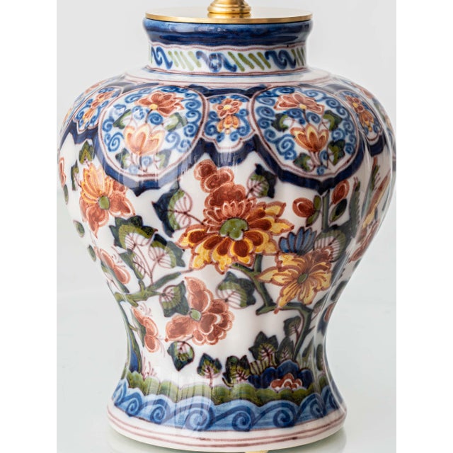 Delft Chinoiserie Polychrome Table Lamp by Tichelaar Makkum, 1950s For Sale - Image 9 of 15