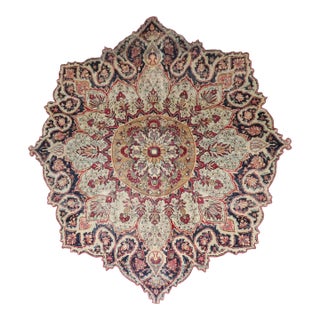 19th Century Persian Tabriz Medallion Scalloped Oval Rondel Rug - 8'3" x 9'10" For Sale