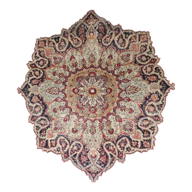 19th Century Persian Tabriz Medallion Scalloped Oval Rondel Rug - 8'3" x 9'10" For Sale