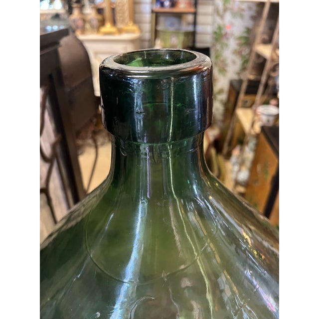 Vintage Large Green Demijohn Bottle 27” For Sale - Image 9 of 9
