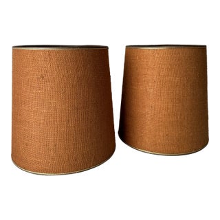 1960s Burlap Barrel Lampshades - a Pair For Sale