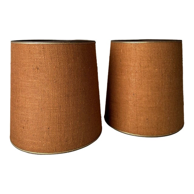 1960s Burlap Barrel Lampshades - a Pair For Sale
