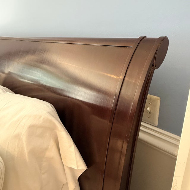 Wood Barbara Barry for Baker King Size Sleigh Bed For Sale - Image 7 of 14
