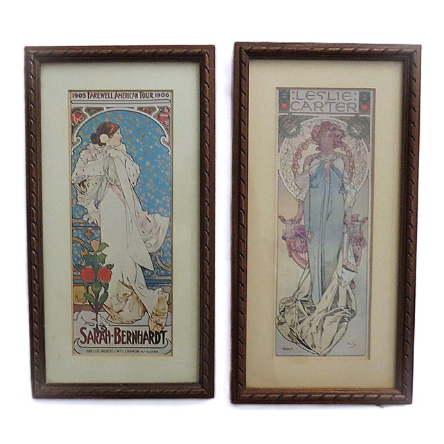 Alphonse Mucha Set of 9 Alphonse Mucha Portrait Prints Framed Art Nouveau For Sale - Image 4 of 6