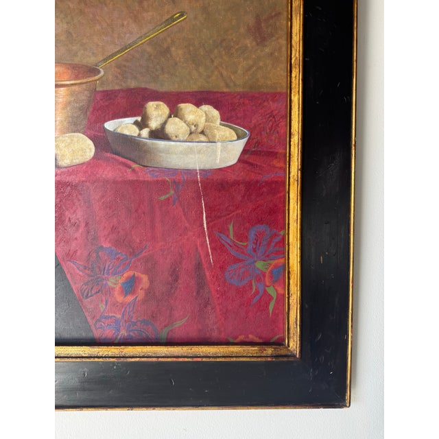Wood 1960s John Bazadona Still Life Oil on Canvas Painting, Signed & Framed For Sale - Image 7 of 12