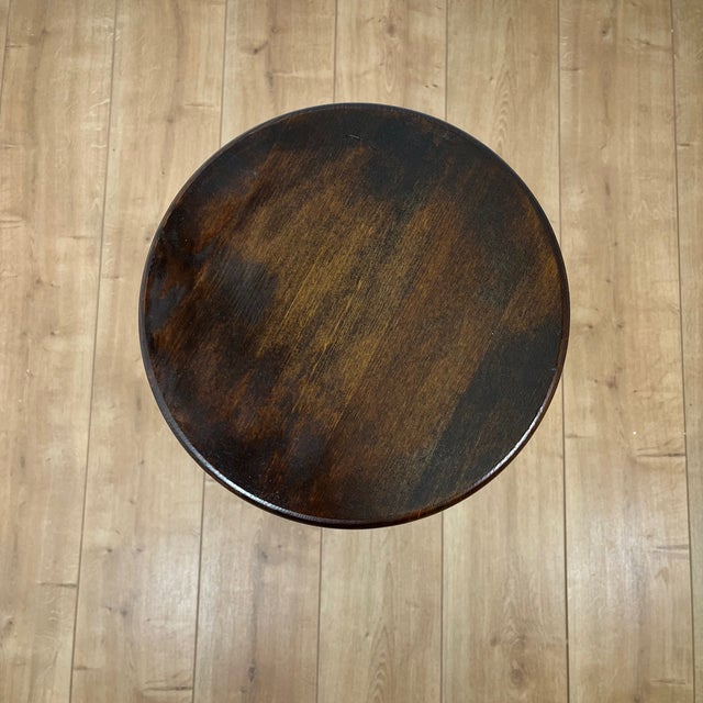 1950s Brutalist French Bar Stool in Stained Oak, 1950s For Sale - Image 5 of 11