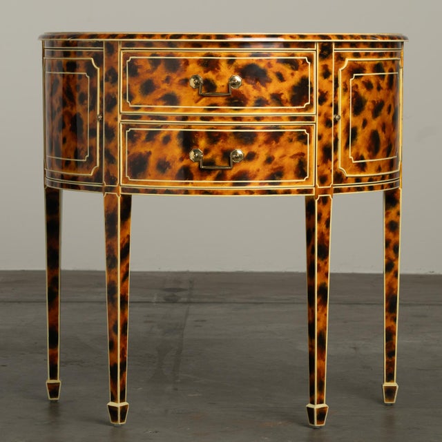 Mid-Century Modern 1980s Maitland Smith FAUX-Tortoise-Shell Console Table ‘Trompe L'oeil’ Masterpiece For Sale - Image 3 of 18