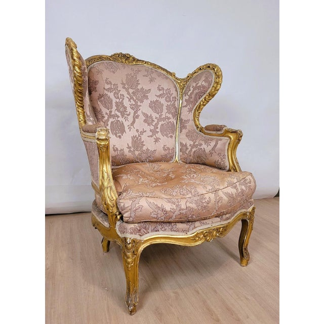Louis XV Style Golden Wood Lounge Chair For Sale - Image 15 of 16