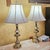 Pair of Tall Brass Table Lamps With Ivory Bell Shades – Hollywood Regency Style For Sale - Image 17 of 18