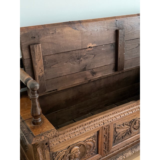 Late 19th Century French Carved Oak Storage Bench / Coffre De Mariage For Sale In Atlanta - Image 6 of 9