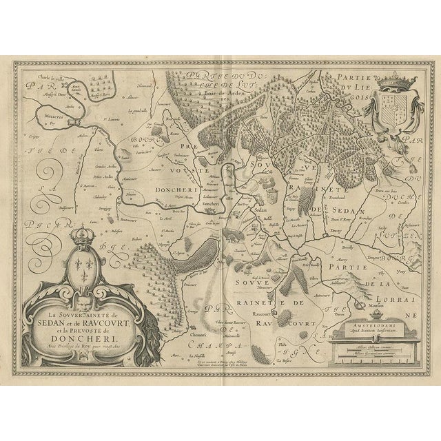 Antique map of France titled 'La Souveraineté de Sedan et de Raucourt, et la prevosté de Doncheri'. Lovely map centered on...