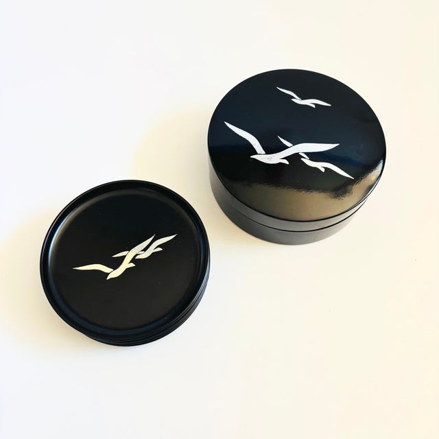 Mid-Century Modern Mid 20th Century Otagiri Lacquerware Seagull Coasters - Set of 7 For Sale - Image 3 of 11