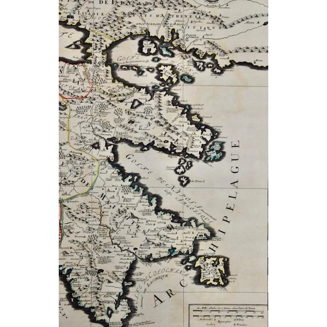 Southern Greece: A Large 17th C. Hand-colored Map by Sanson and Jaillot For Sale - Image 4 of 7
