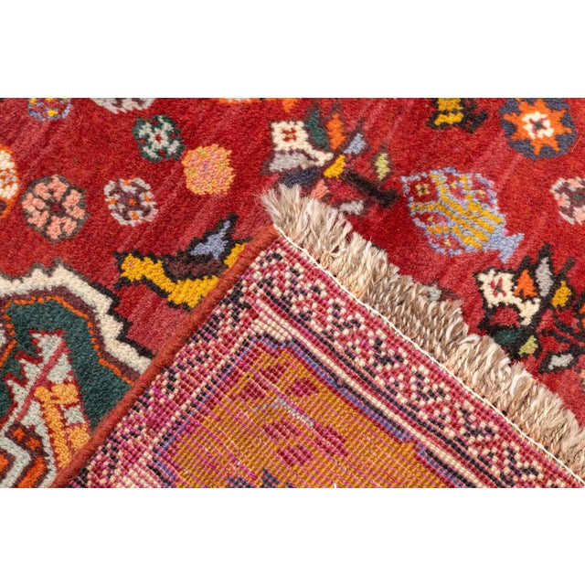 Brick Red Vintage Hand-Knotted Persian Qashqai Rug 5'9" X 8'6" For Sale - Image 8 of 18