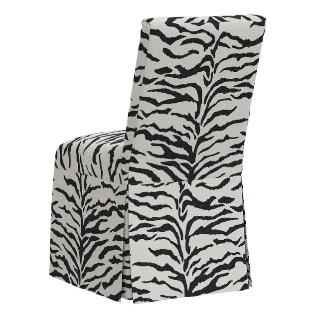 Spritely Home Slipcover Dining Chair in Cream Black Linen Zebra For Sale - Image 4 of 8