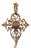 Antique Krementz 14k Gold Amethyst and Seed Pearl Lavalier Pendant For Sale