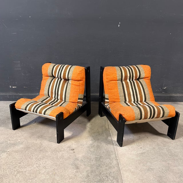 Late 20th Century Orange Striped Danish Postmodern Lounge Chairs For Sale - Image 12 of 12