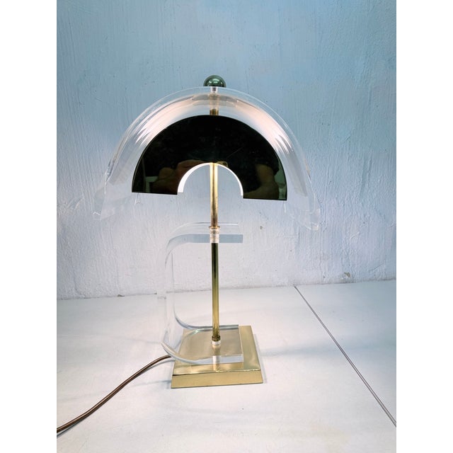 Hollywood Regency Table Lamp in Acrylic and Gold-Plated Metal, 1970s For Sale - Image 14 of 16