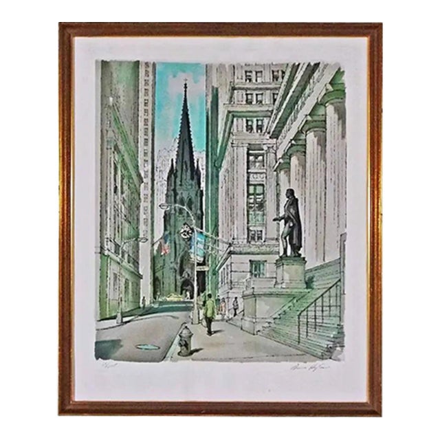 Late 20th Century Vintage NYC Framed Silkscreen Wall Street Listed Artist Ardis Hugues Pencil Signed For Sale