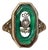 The Estelle Avenue: Antique Filigree Cocktail Ring set with Chalcedony and Diamond, Size 5.75 For Sale