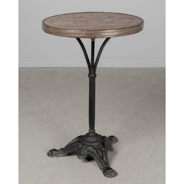 Beaux-Arts 19th Century French Cast Iron Marble Top Bistro Table For Sale - Image 3 of 11