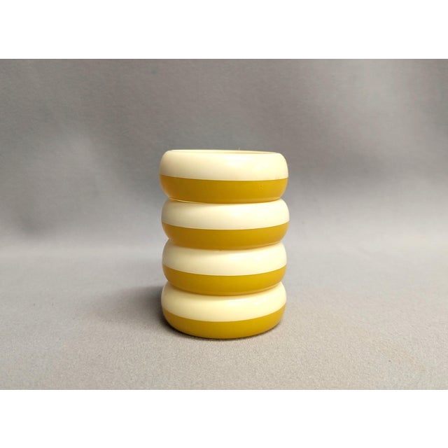 Diane von Furstenberg Diane Von Furstenberg Yellow Striped Napkin Rings - Set of 8 For Sale - Image 4 of 6