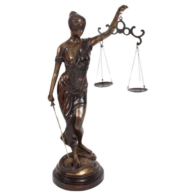 4ft Lady Justice Statue, 20th Century, Bronze For Sale - Image 18 of 18