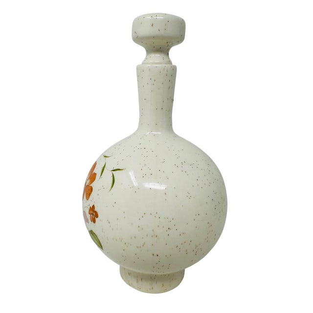 Mid-Century Modern 1970s Mid-Century Modern Treasure Craft Ceramic Globe Decanter With Mushroom Stopper - Hand-Painted Wildflower Line For Sale - Image 3 of 10