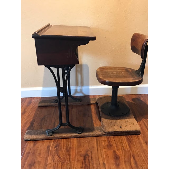 Antique Chandler Wood and Iron Child’s Desk and Chair Chairish