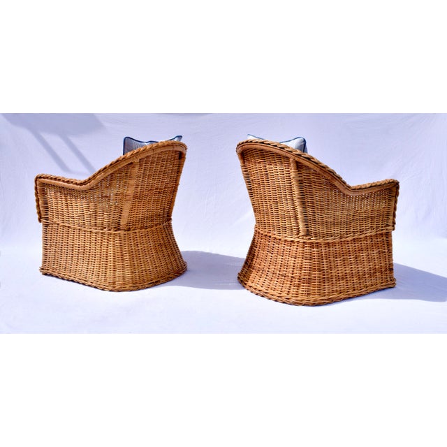 Wood Michael Taylor Wicker Lounge Chairs For Sale - Image 7 of 8