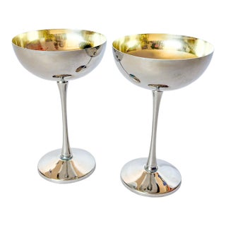 Vintage Italian Silverplate Champagne Coupes by Leonard For Sale