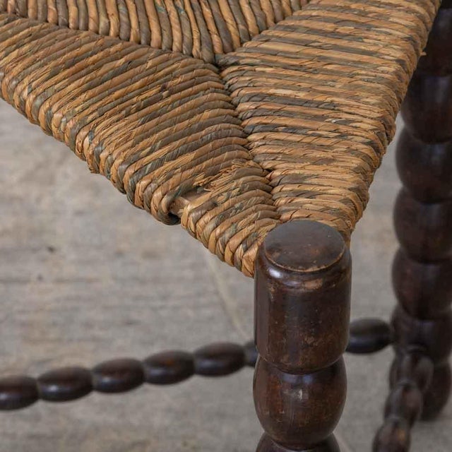 Wood 1940s Pair of French Bobbin Wood and Woven Stools For Sale - Image 7 of 10