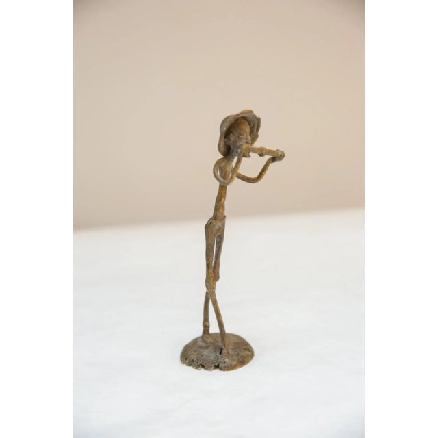 Mid 20th Century Vintage African Bronze Musician Statue For Sale - Image 5 of 9