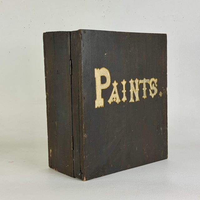 Epic 19th Century Painters Wooden Cupboard Box With Hand Painted Label and Construction For Sale - Image 4 of 17
