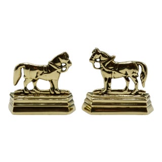 Antique English Gilt Brass Shire Horse Mantle Decorations, a Pair For Sale