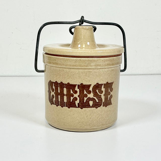 Farmhouse Mid-Century Boho Chic Farmhouse Cheese Crock With Wire Lid Lock For Sale - Image 3 of 8