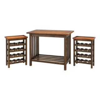 Vintage Thai Teak Wine Console & Side Tables in Antique Bronze—Set of 3 For Sale