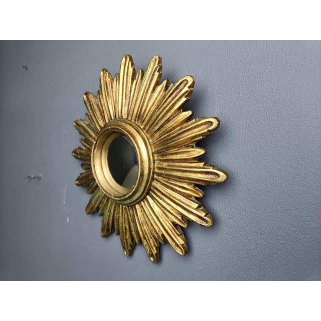 Gold Vintage Golden Sunburst Mirror, 1960s For Sale - Image 8 of 10