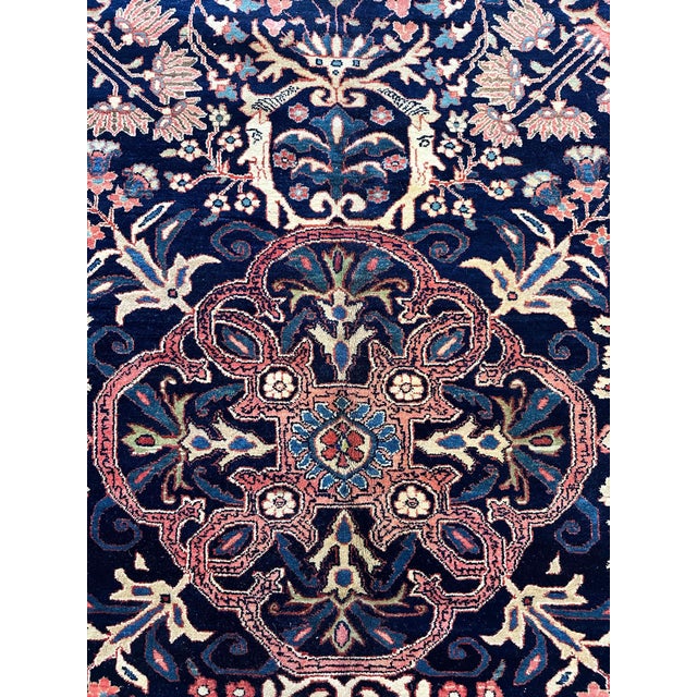 Antique Farahan Sarouk Carpet, Handmade Oriental Rug, Navy, Ivory, Green, Red For Sale - Image 11 of 12