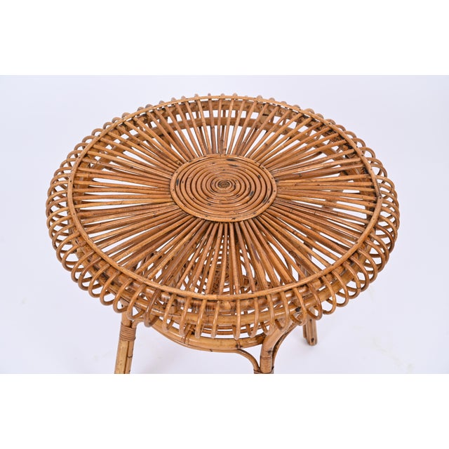 Gold Mid-Century Italian Round Coffee Table in Rattan and Bamboo, Italy, 1960s For Sale - Image 8 of 16